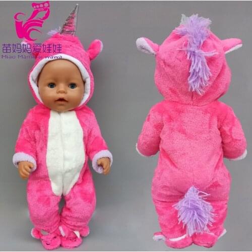 Reborn Baby Doll Clothes Unicorn Rompers Slippers for 17 Inch Doll Clothes Animal Set