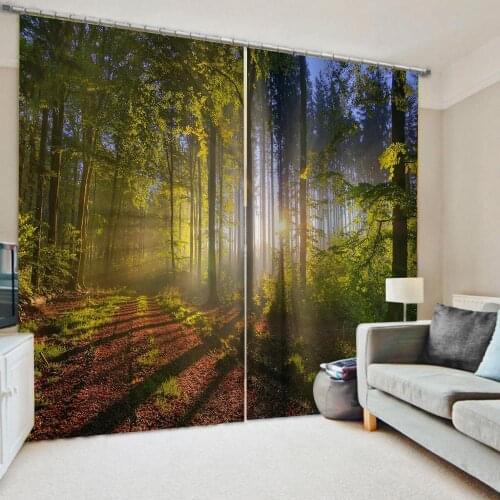Luxury Blackout 3D Window Curtains For Living Room stereoscopic curtains blackout sunshine forest curtain