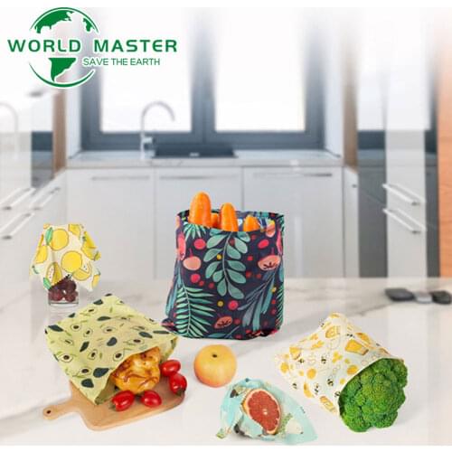 Home Kitchen Food Fresh-keeping Storage Beeswax Food Wrap Bag Eco Friendly Reusable Portable Plastic-Free Food Storage Bag