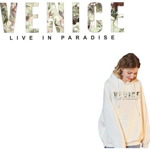 VENICE City Name Word Thermal Patches On Clothes A-level Washable Diy Women T-shirt Ironing Sticker Heat Transfer Decoration 158
