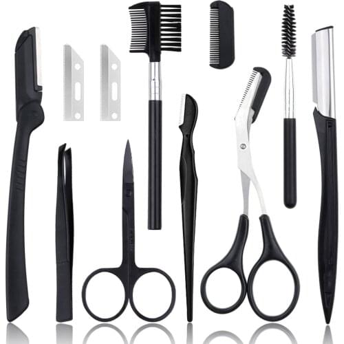 4/6/8/11PCS Eyebrow Trimmer Kit Woman Face Razor Eyebrow Scissors Brow Comb Eyebrow Cutters Eyelash Eyelash Makeup Tools