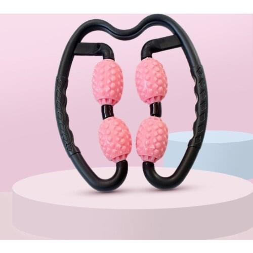 U Shape Trigger Point Massage Roller for Arm Leg Neck Muscle Tissue Fitness Gym Yoga Pilates Sports 4 Wheel Blocks Yoga Roller