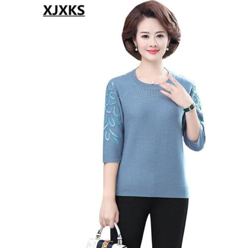XJXKS Loose plus size fashion beaded women autumn sweater 2020 new comfortable wool knitted sweater women pullover