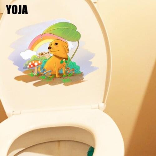 YOJA 24.5*18.9CM Cartoon Cat And Dog Toilet Decal Wall Sticker BedRoom Home Decor Pattern T3-0686