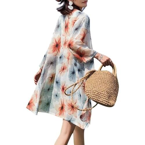 Womens Sexy Beach Cover Up Cardigan Long Sleeve Pretty Patterns Long Beach Dress Swimwear Bikini Cover Up