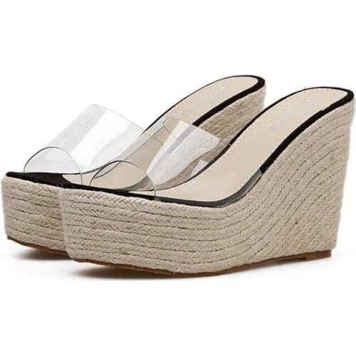 2020 summer new Korean handmade hemp rope womens shoes sexy high-heeled sandals and slippers fashion flip flops beach sandals