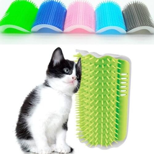 1Pcs Cat Corner Brush For Long Hair Squeaky Face Massage Comb Comfortable Self Grooming Brush Free Hand Wall Toy For Cats