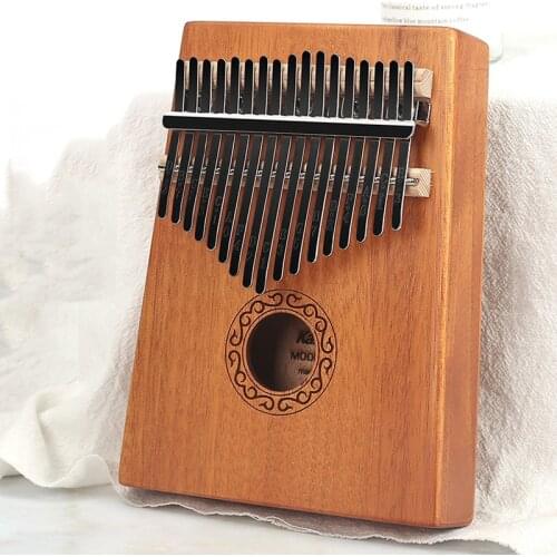 17 Key Bull Kalimba Thumb Piano, Mbira Solid Mahogany Finger Piano, Portable Mbira Sanza African Wood Calimba Musical Instrument