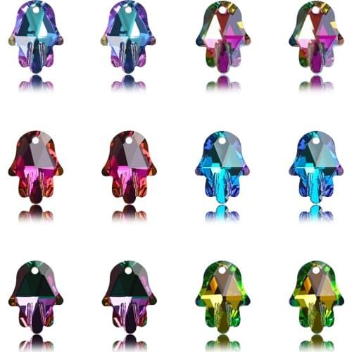 20Pcs Multicolor Palm Shape 14x18mm Glass Beads Crystal Charms Pendants For Women Jewelry Making Necklaces DIY Earring Findings
