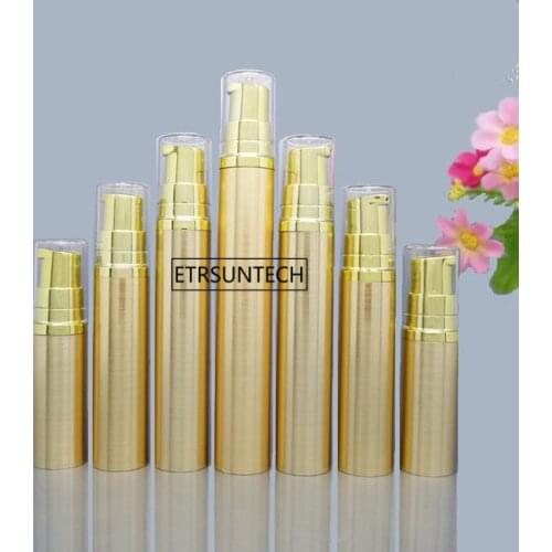 300pcs 10ml 15ml Airless Bottle Gold Cosmetic Container Empty Emulsion Pump Essence Airless Bottle F3032