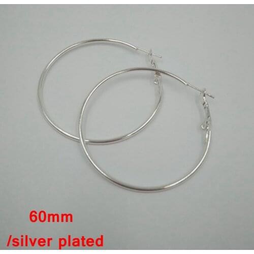 500piece lot circle hoop earring findings 60mm silver color HEF005