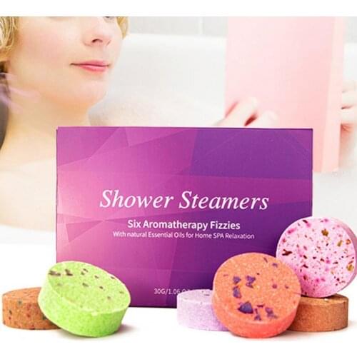 6Pcs/Set Bath Tablets Smoothing Your Skin Stress Relief Portable Bath Bombs Aromatherapy Shower Steamers for Bathtub Shower Bomb