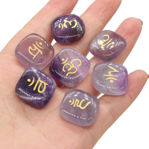 7 pcs Natural square gemstones cute and elegant amethyst table decoration ornaments fish tank supplies stone gems 20x20mm