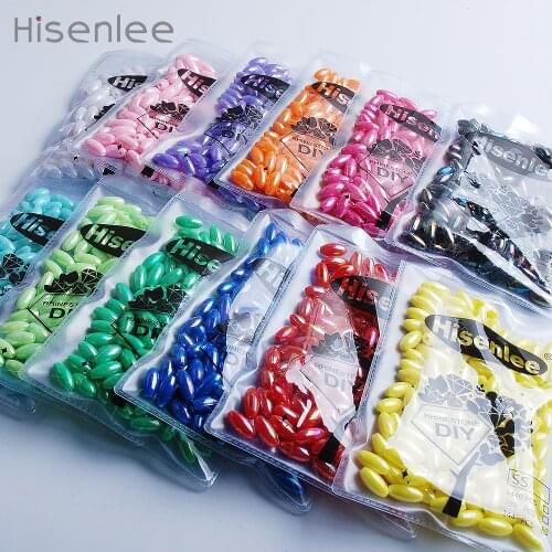 Hisenlee Acrylic 12 colors delicate 6*12mm 100 pcs/bag Rice shape Lovely Beads High gloss Bead (Aperture 1.5mm)