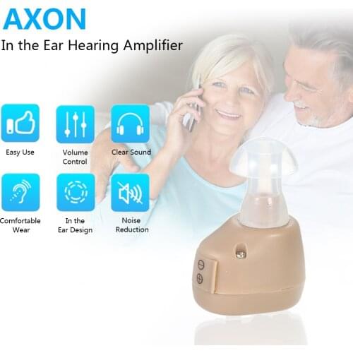 AXON Portable Mini Ear Hearing Aid Audiphones Small In The Ear Invisible Best Sound Amplifier 3\4 Size Earplugs Adjustable Tone