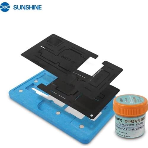 SS-032 BGA Reballing Stencil Kit For iPhone X/XS/XS MAX Intermediate Layer Can Be Planted Platform Tin Template Welding