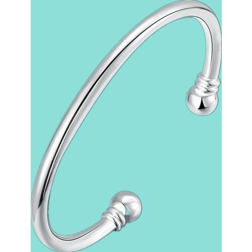 925 Sterling Solid Silver Bracelet Fashion Personality Simple Smooth Bangles For Women Wedding Engagement Jewelry