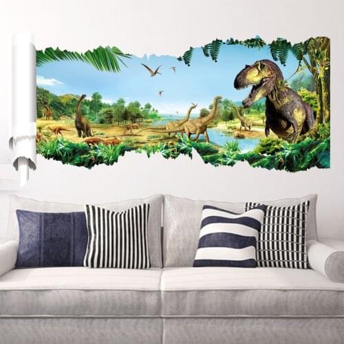 Dinosaur primitive world 3D wall stickers for kids room bedroom nursery classroom wall background decor removable wall decals