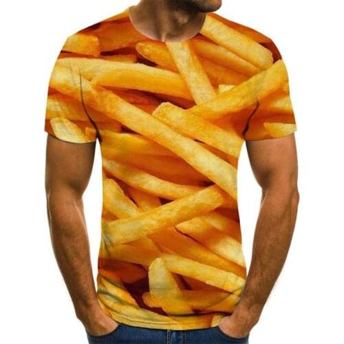 2021 Newest French Fries 3D Printed T shirt Men Women Funny Tee Tshirt Oversize Streetwear Summer Tops T-shirt Short Sleeve Tops