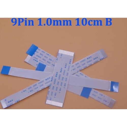 2pcs 9pin FFC FPC flat flexible cable 1.0mm pitch 9 pin typeB Length 100mm Ribbon Flex Cable AWM 20624 80C 60V VW-1