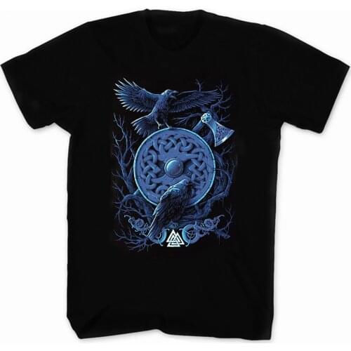 Huginn (Thought) and Muninn (Memory). Viking Odin God Ravens T-Shirt. Summer Cotton Short Sleeve O-Neck Mens T Shirt New S-3XL