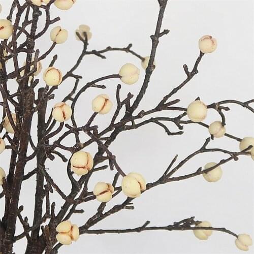 Artificial Sapium Sebiferum Branch Small White Fruit Highly Simulation Natural Dried Flower Like Real Plastic