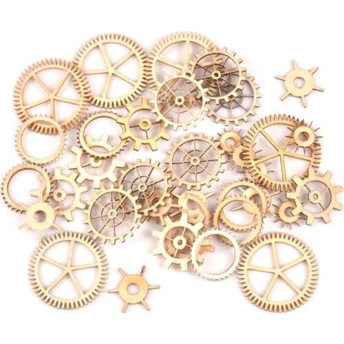 72Pcs mixed natural Wooden gear Wheel Scrapbooking Craft for Embellishments Handmade Accessory Home Decoration 20-40mm MT1653