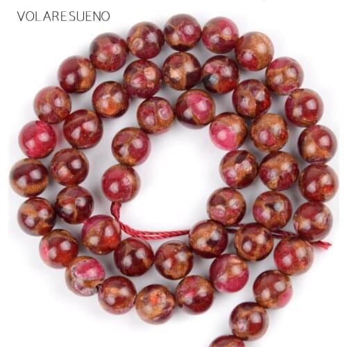 Red Cloisonne Stone Round Loose Beads 15” Strand Pick 6-10mm Spacer Beads For Charm Necklace Bracelet Accessory Jewelry Making