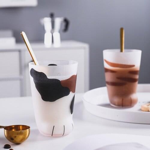 Creative Cute Cat Paws Glass Tiger Paws Mug Office Coffee Mug Tumbler Personality Breakfast Milk Porcelain Cup Gift