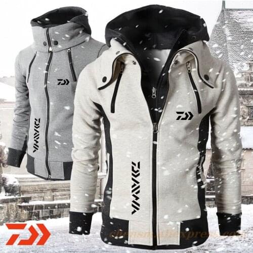 2021 Daiwa Dawa for Fishing Jacket Warm Hooded Autumn Winter Fishing Clothes Outdoor Sport Fleece Coat Hiking Fishing Shirt
