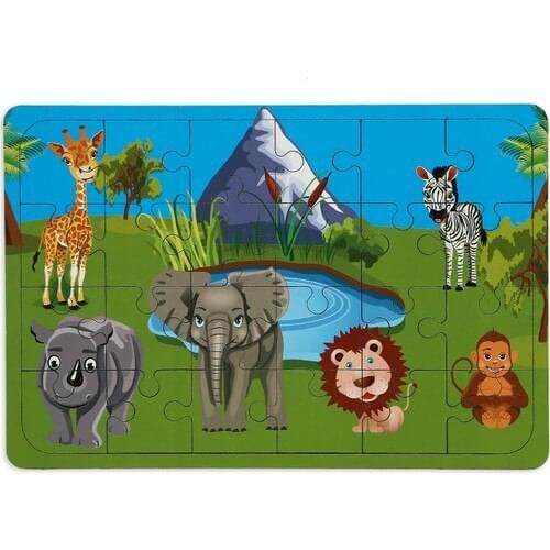 Maketçiniz Safari 24 Wooden Puzzle with