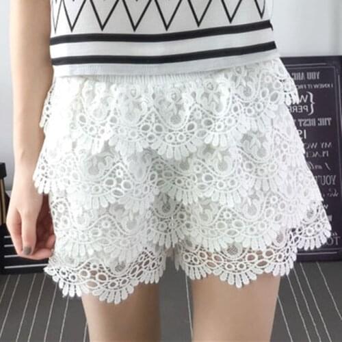 Women Lace Shorts Skirt Stretch Sexy Summer New Style Black Fashion Female Plus Size 4XL Short Pants Skirt#Y