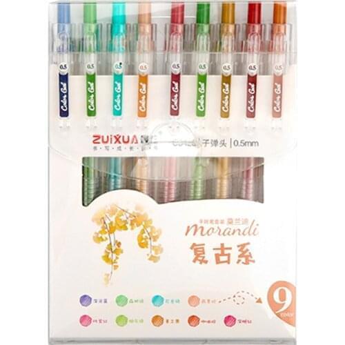 9 Color Gel Ink Pens Set Retractable Drawing Gel Pens 0.5mm Pen Lead for Journaling Writing Note Taking Coloring School