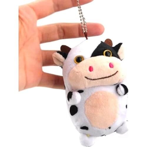 Little New 12CM Little Cow Stuffed Animal Plush Toys Key Chain Dolls Kids Gift