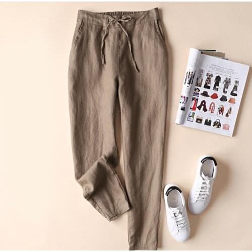 Newest Cotton Linen Pants Women Elegant Trousers Lady Formal Pants Plus Size S-5xl Famous Brand Design Cotton Trousers Popular