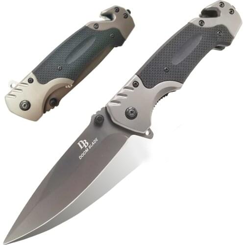 230mm(9'') Gray Folding Knife 7CR17Mov G10 Blade Tactical Camping Survival Combat Pocket Knives EDC Hunting Multi Tools