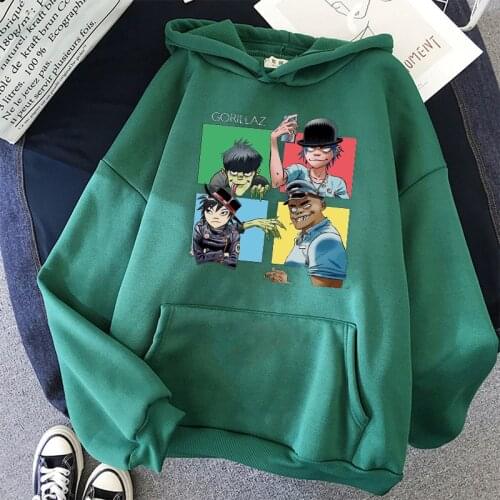 Fall and Winter Gorillaz Hoodies Unisex Women Simple Leisure Oversize Pullovers Korean Style Warm Hip Hop Streetwear Sweatshirts