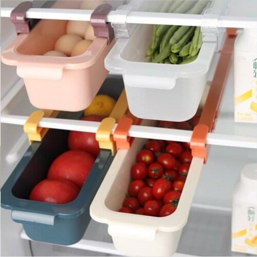 Plastic Fridge Organizer Slide Under Shelf Drawer Box Rack Holder Refrigerator Drawer Kitchen Fruit Food Storage Box