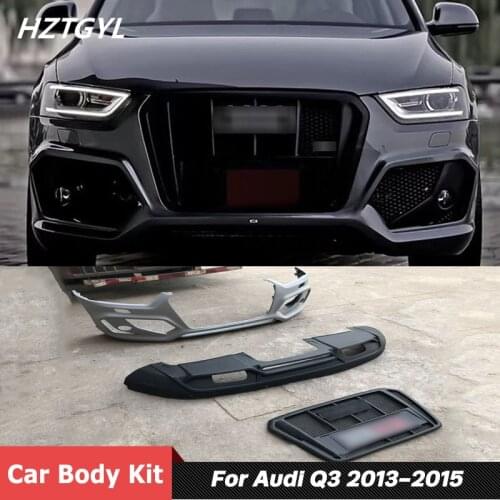 PU Unpainted Front Bumper Rear Diffuser Side Skirts Grille Car Body Kit For Audi Q3 Facelift AT Style 2013-2015