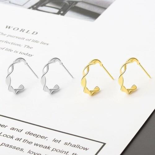 Spiral Shape 925 Sterling Silver Stud Earrings High Quality Gold Metal Geometric Ear Jewelry For Women Beautiful Charm Bijoux