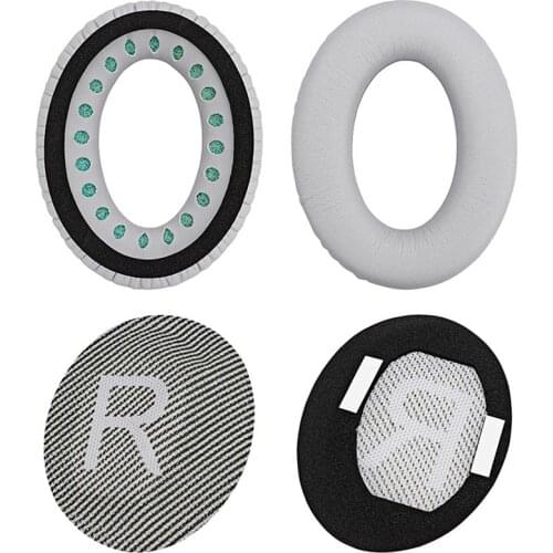 Replacement Soft Protein Leather and Memory Foam Grey Ear Pads for Bose Quiet Comfort 35 (QC35) and (QC35 II) Headphones