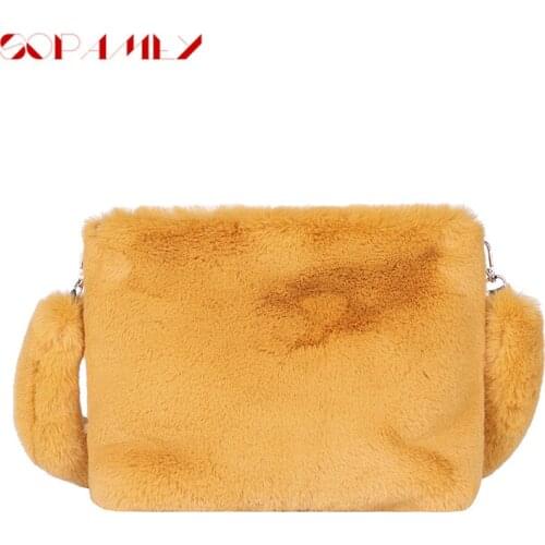 Solid Color Shoulder Underarm Bag Autumn Winter Plush Soft Fashion Ladies Female Totes Handbag Cute Lightweight Messenger Bag