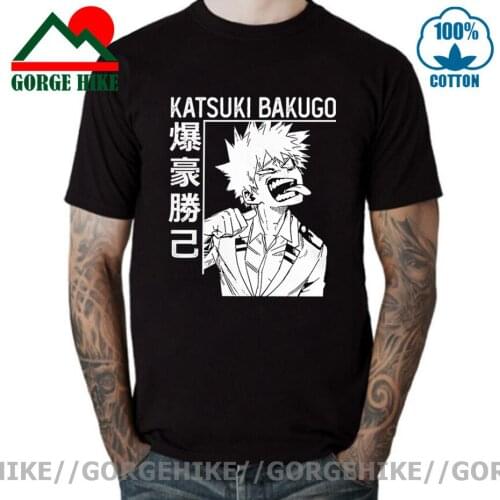 Funny Mens Katsuki Bakugo Boku No Hero Academia T-Shirt Cotton Anime Tee Shirt Short Sleeve Manga All Might Tshirt Merch Tops