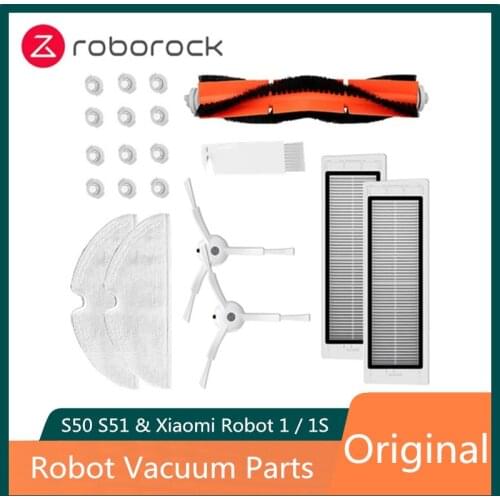 Original Roborock Robot Vacuum Parts of Water Tank Filter Main Brush Side Brush New Mop for S50 S51 and Xiaomi Robot 1 / 1S