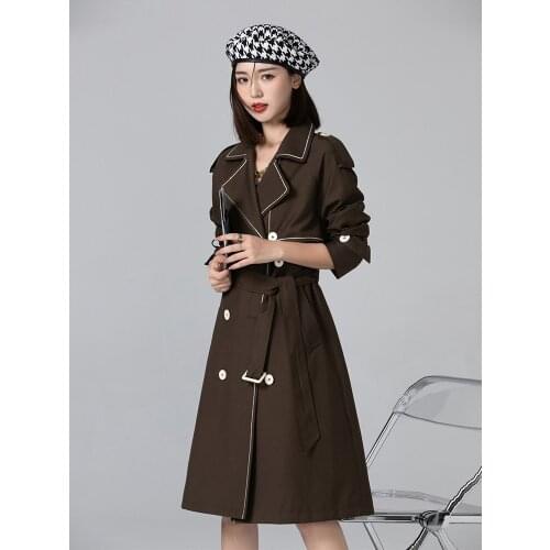 Windbreaker womens middle long British style 2021 autumn new small temperament Korean classic spring autumn coat