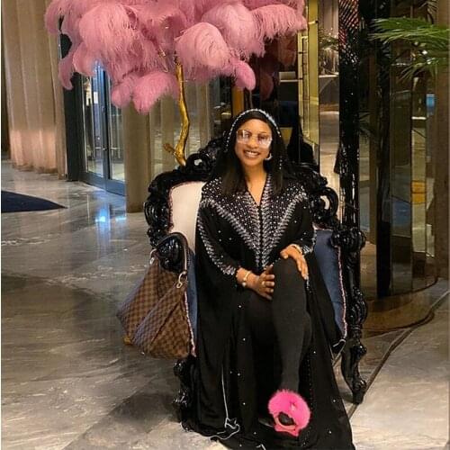 Plus Size 2021 Kaftan Abaya Dubai Muslim Dress Kimono African Dresses For Women Open Abayas Turkish Chiffon Hooded Dress Elegant