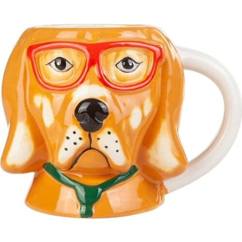 Animal Dog Mug Heat-Resistant Espresso Coffee Mug Cup Turkish Coffee Drink Beverage Serving Durable Cup Stoneware White Tea Cup Drinkware Gift Kitchen Accessories Decorative Dog Figure Animal Mug