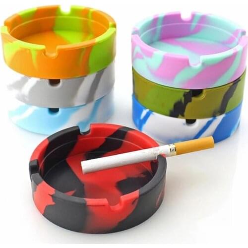 1 Pcs Ashtray Round Durable Protable Round Silicone Home Ashtray Camouflage Color Ash Holder Desktop Ashtray