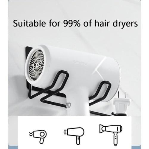 1 Pcs BathroomHair Dryer Rack Stainless Steel Shelf Self-adhesive Wall-mounted Free Punching Hooks Wall Hanging Storage Rack