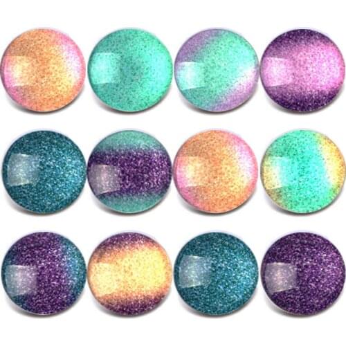 10pcs/lot New Snap Jewelry Colorful Shinny Pattern Glass Charm 18mm Snap Button Jewelry fit 18mm Snaps Bracelet For Women